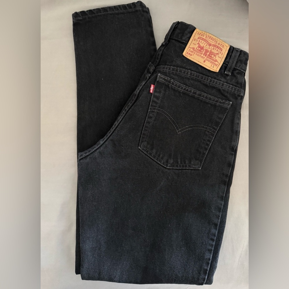 Vintage Levi’s 550 Black Relaxed Fit Tapered mom Jeans Women’s 10 Regular - Picture 5 of 13